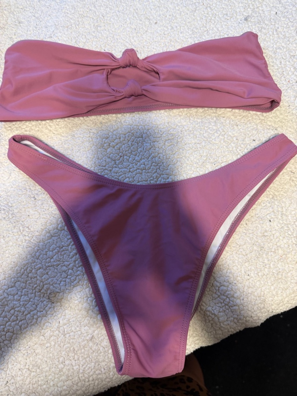 SHEIN Mauve Knot-Front Bandeau Bikini Set